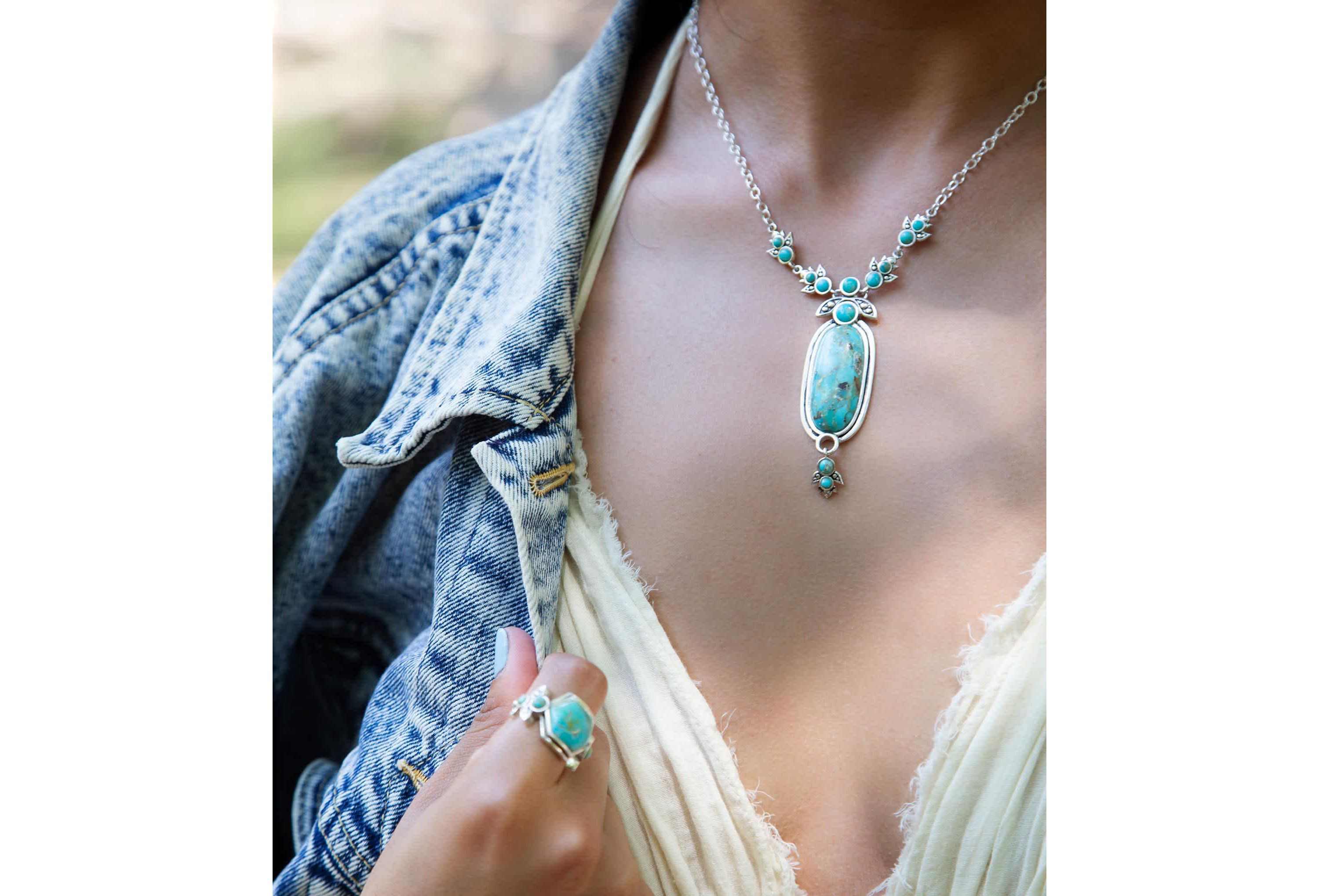 Barse Jewelry Emile Sterling Silver and Blue Turquoise Pendant Necklace