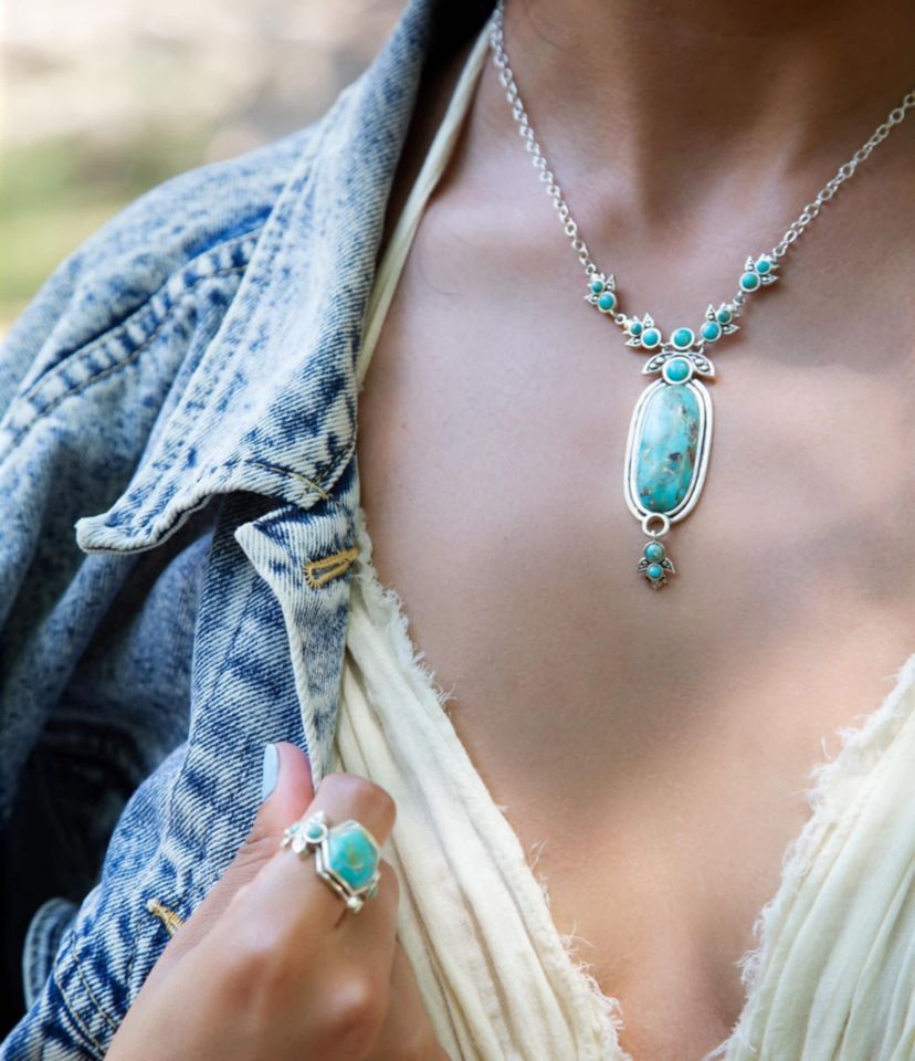 Barse Jewelry Emile Sterling Silver and Blue Turquoise Pendant Necklace