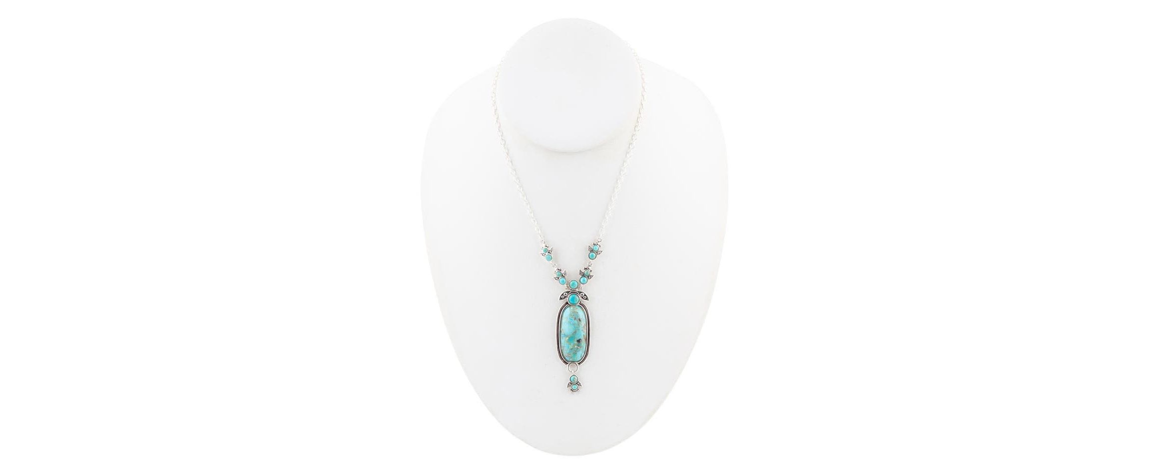 Barse Jewelry Emile Sterling Silver and Blue Turquoise Pendant Necklace