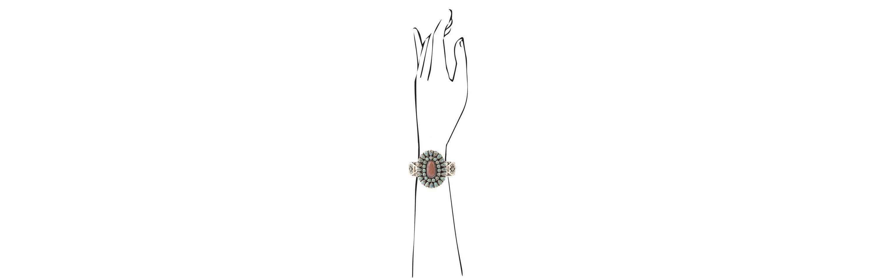 Sedona Turquoise Goldstone Statement Cuff Bracelet