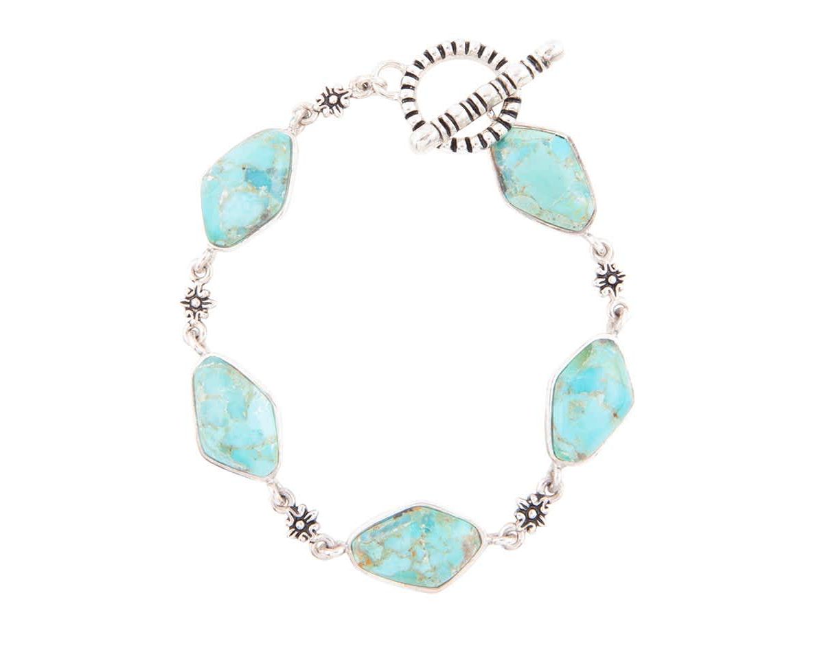 Barse Jewelry Linked Blue Turquoise and Sterling Silver Bracelet