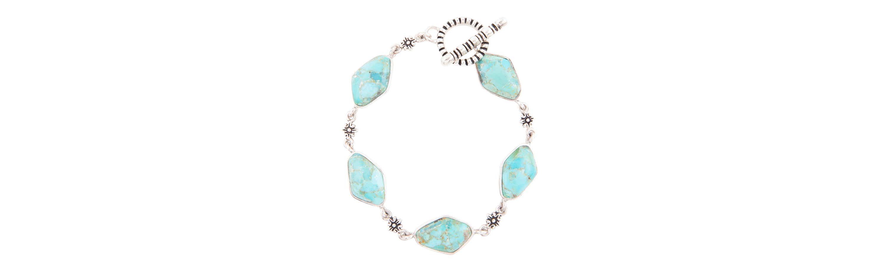 Barse Jewelry Linked Blue Turquoise and Sterling Silver Bracelet