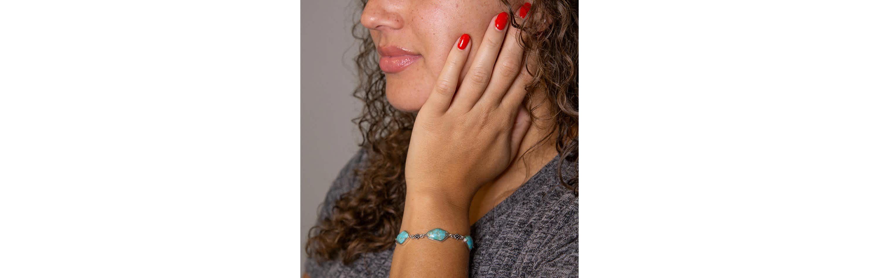 Barse Jewelry Linked Blue Turquoise and Sterling Silver Bracelet