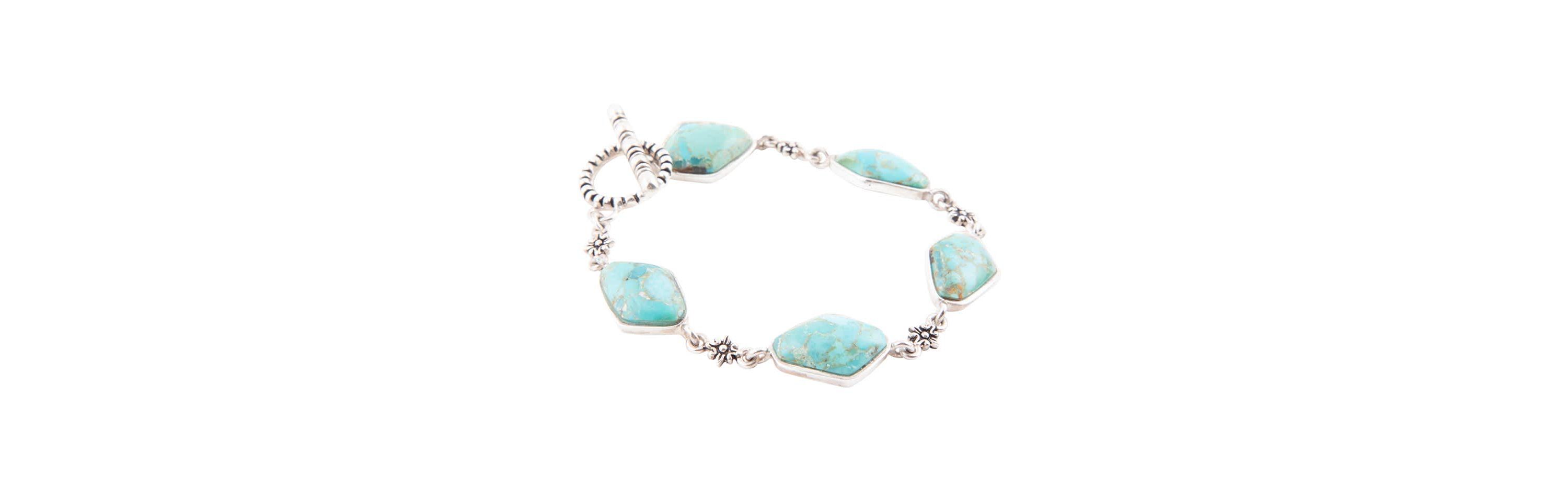 Barse Jewelry Linked Blue Turquoise and Sterling Silver Bracelet