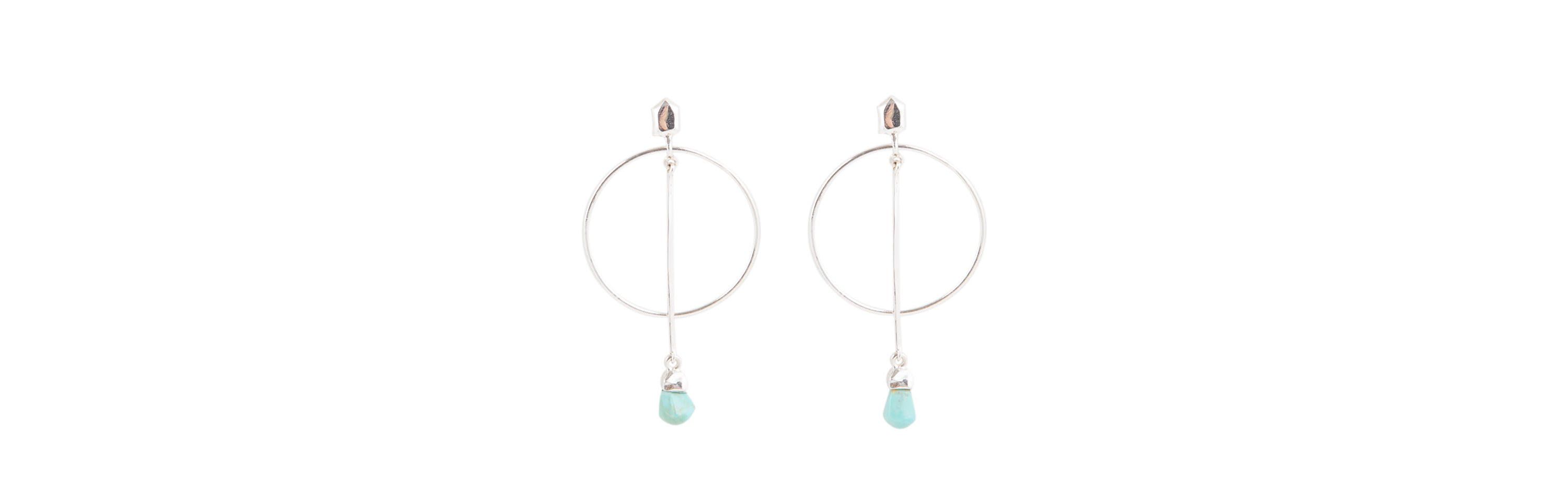 Drop a Line Turquoise and Sterling Silver Earrings