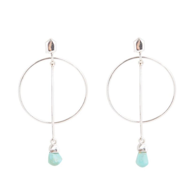 Drop a Line Turquoise and Sterling Silver Earrings