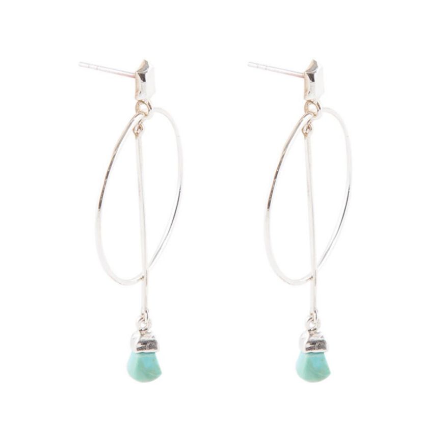 Drop a Line Turquoise and Sterling Silver Earrings