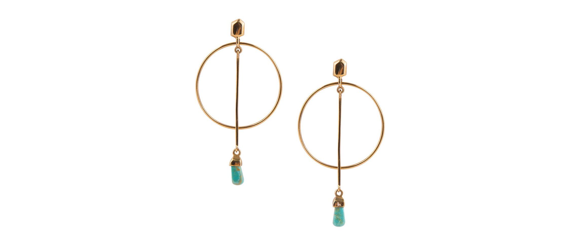 Drop a Line Turquoise and Bronze Earrings