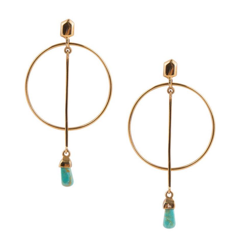 Drop a Line Turquoise and Bronze Earrings