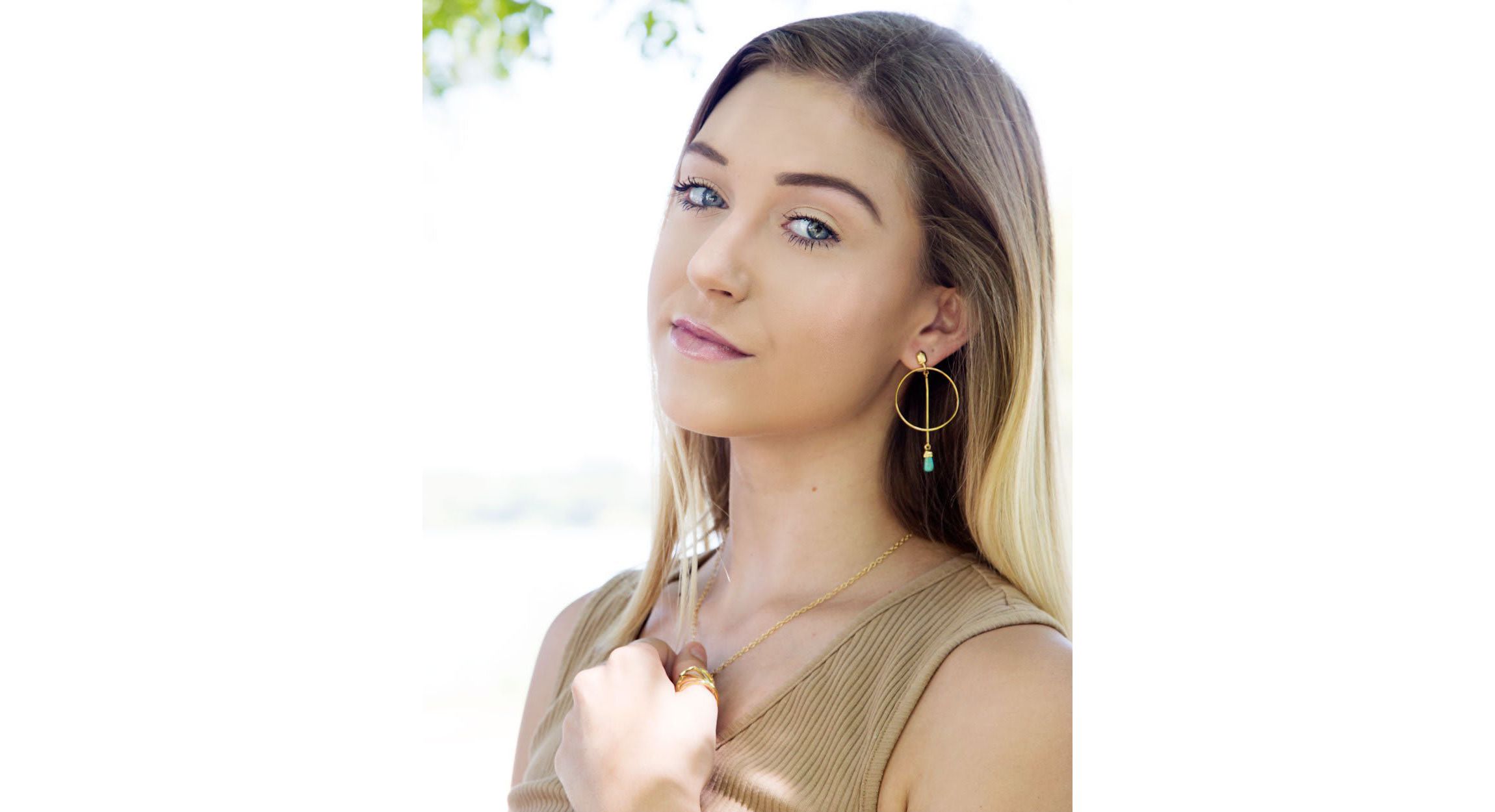 Drop a Line Turquoise and Bronze Earrings