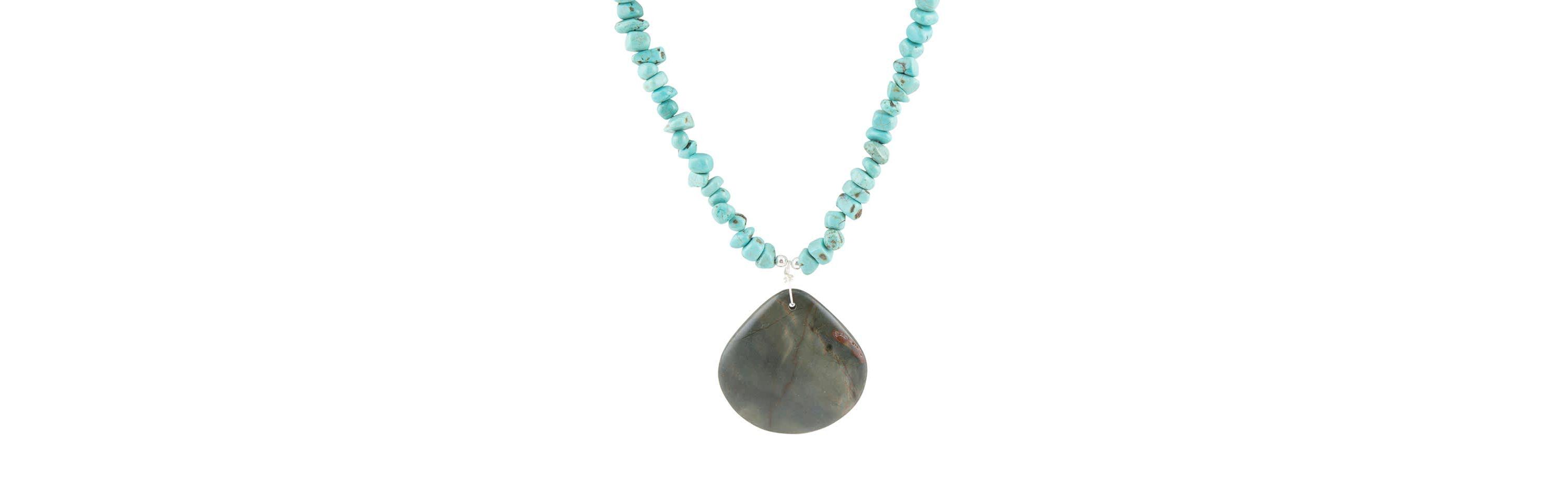Barse Jewelry Pueblo Blue Turquoise Magnesite and Jasper Sterling Silver Necklace