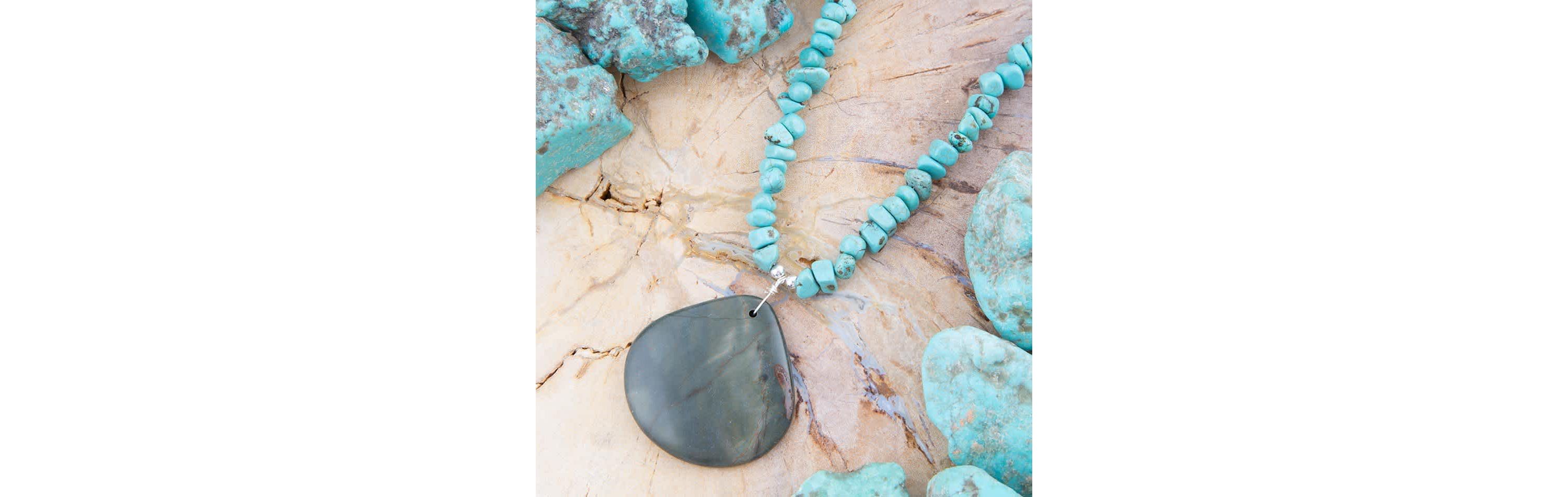 Barse Jewelry Pueblo Blue Turquoise Magnesite and Jasper Sterling Silver Necklace