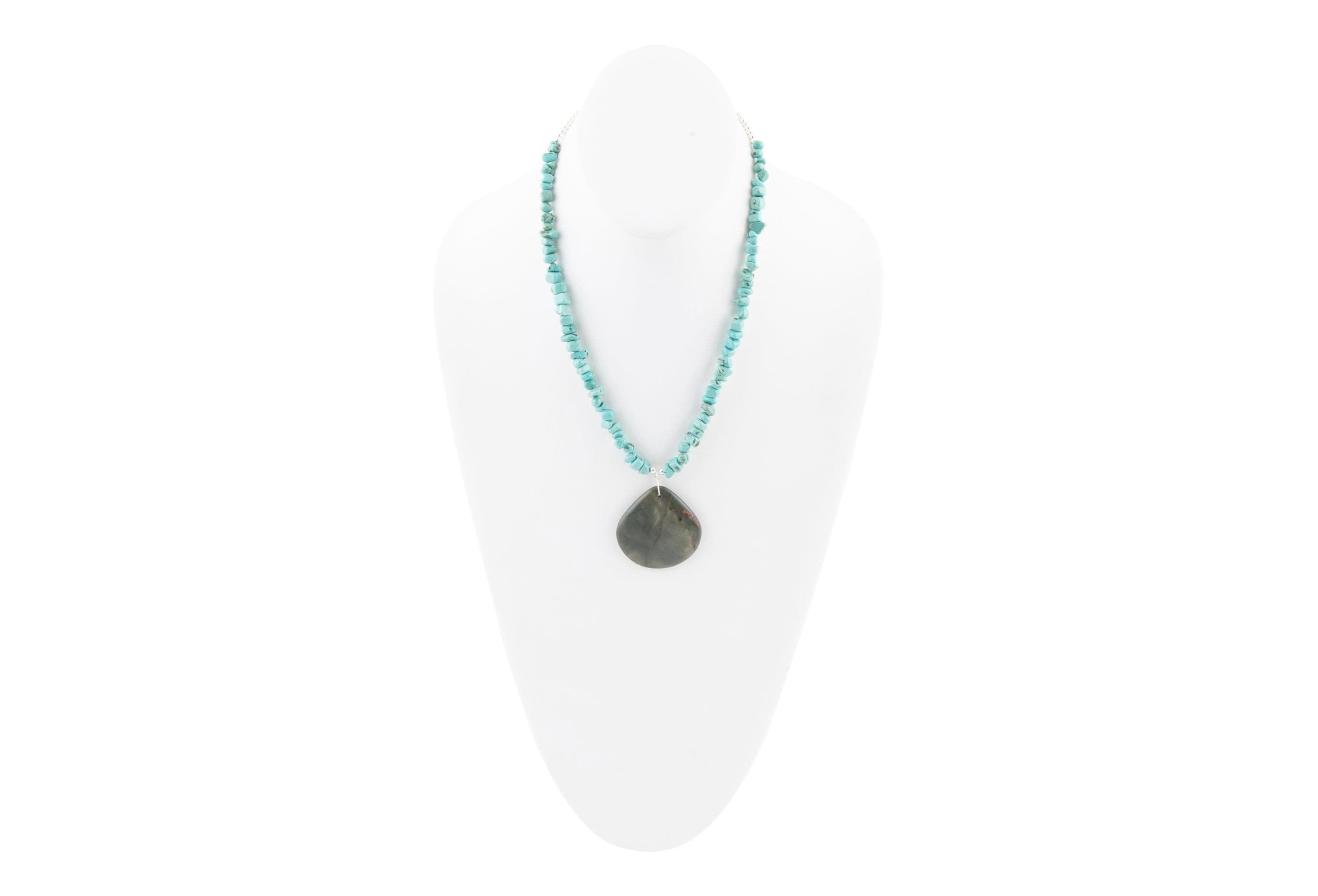 Barse Jewelry Pueblo Blue Turquoise Magnesite and Jasper Sterling Silver Necklace