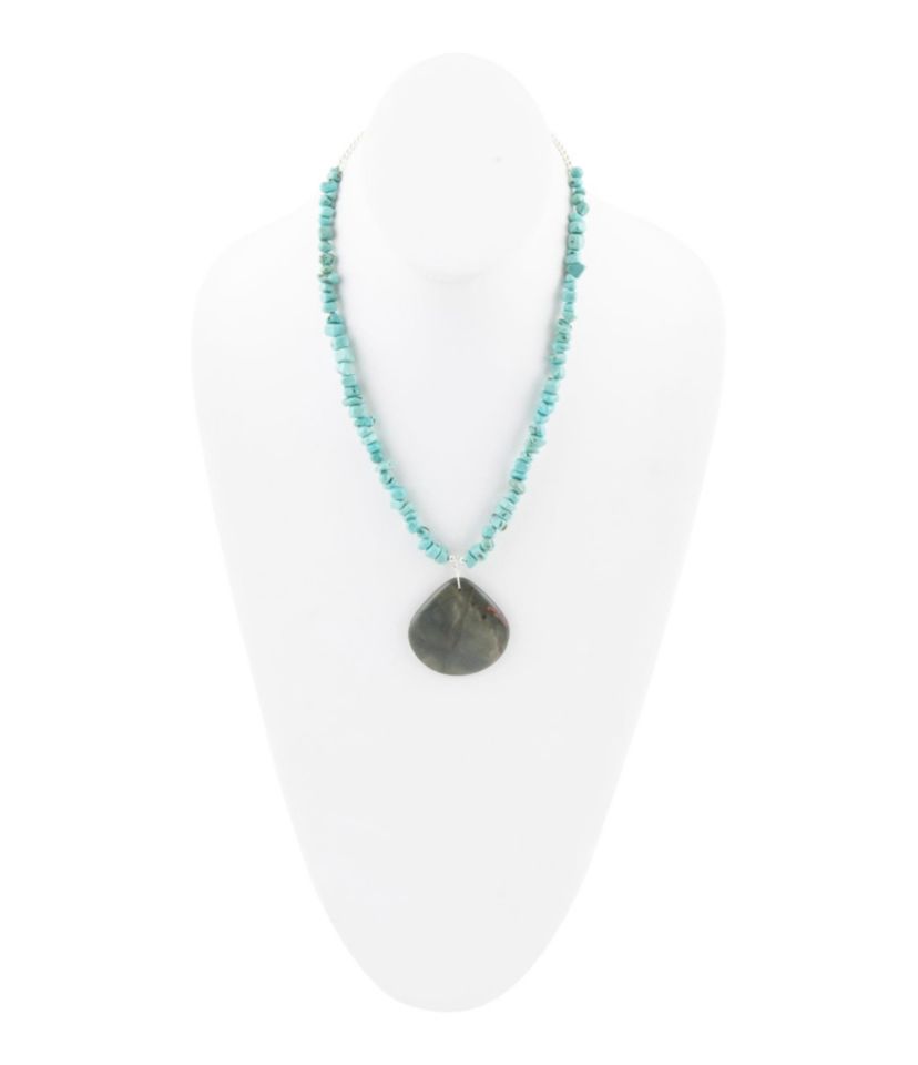 Barse Jewelry Pueblo Blue Turquoise Magnesite and Jasper Sterling Silver Necklace