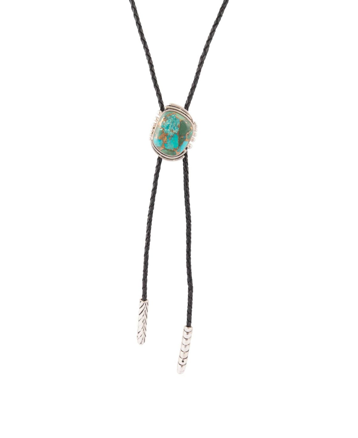 Barse Jewelry Blue Turquoise Matrix Sterling Silver Bolo Tie Necklace