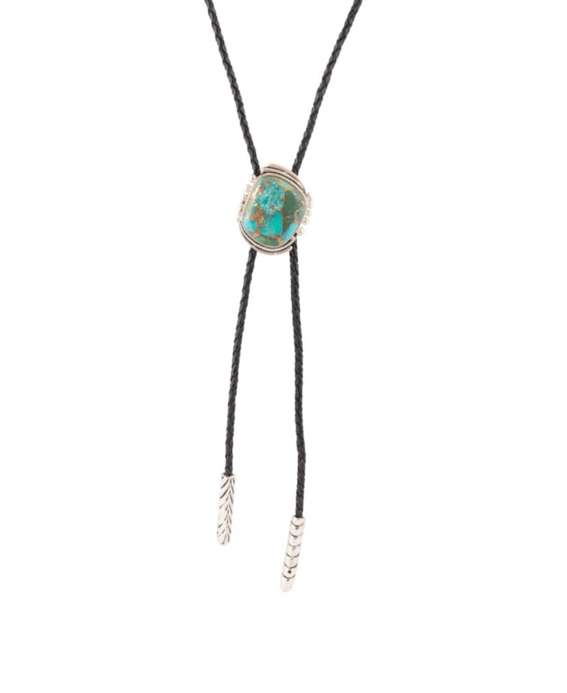 Barse Jewelry Blue Turquoise Matrix Sterling Silver Bolo Tie Necklace