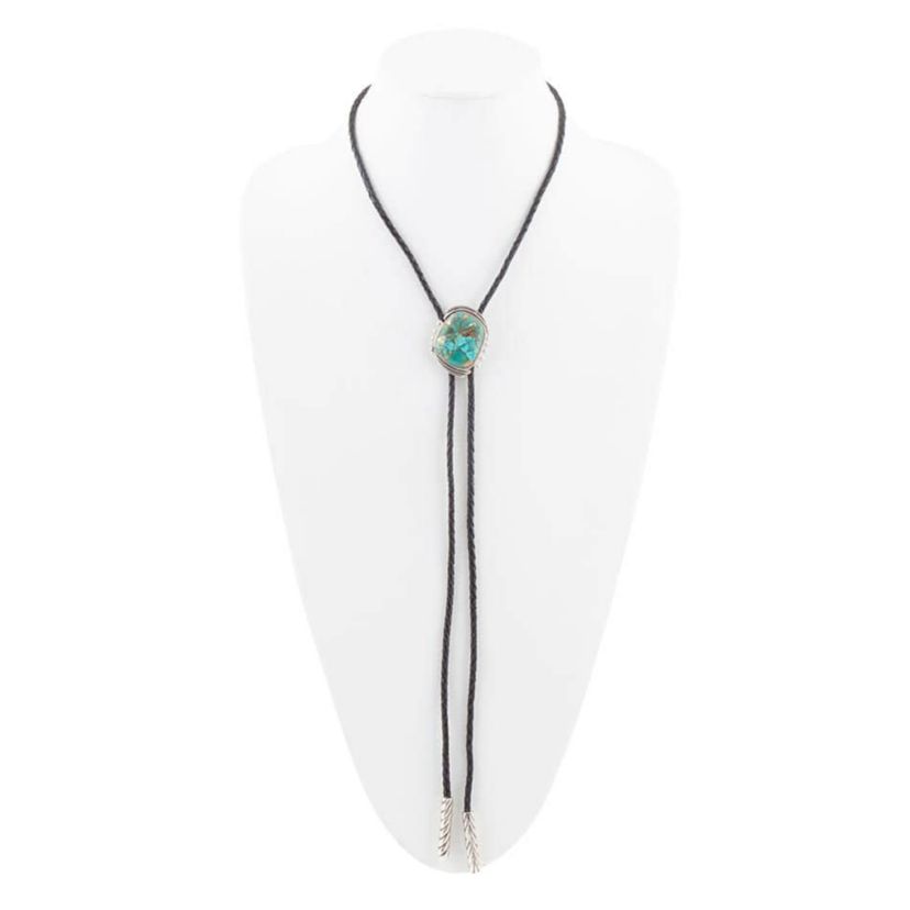 Barse Jewelry Blue Turquoise Matrix Sterling Silver Bolo Tie Necklace