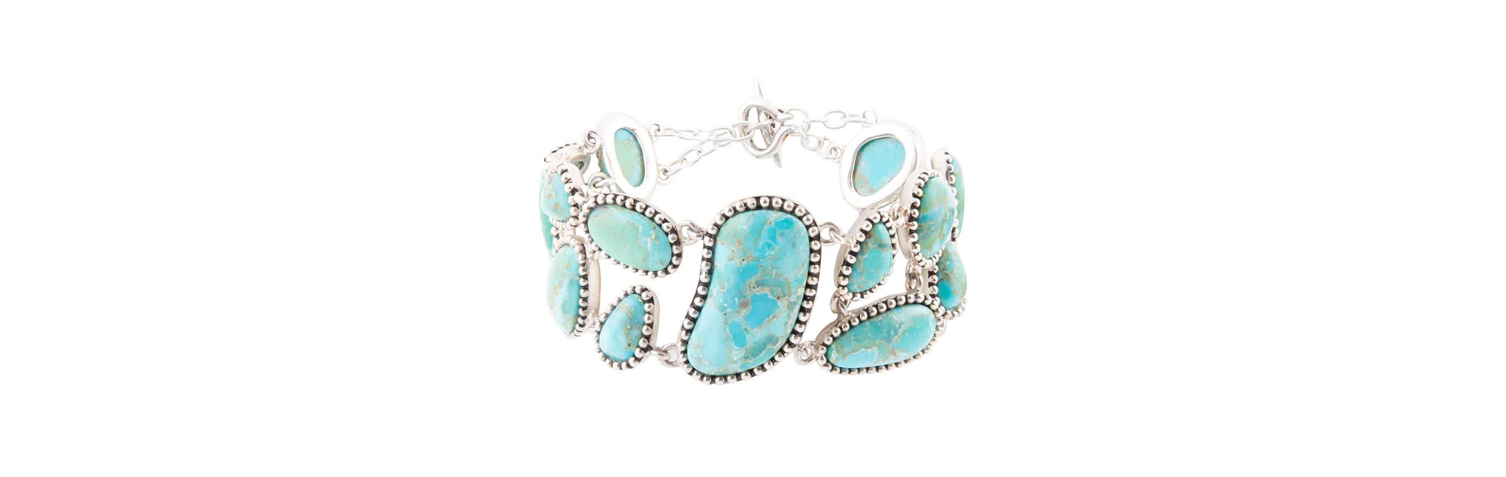 Barse Jewelry Refined Blue Turquoise Sterling Silver Link Bracelet