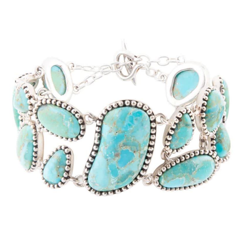 Barse Jewelry Refined Blue Turquoise Sterling Silver Link Bracelet