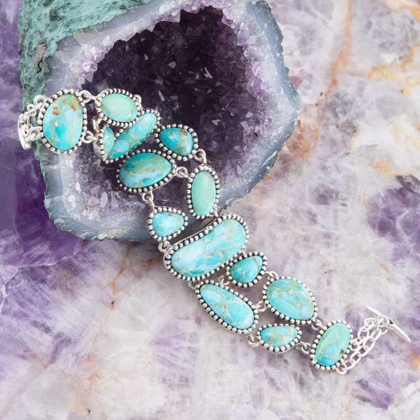 Barse Jewelry Refined Blue Turquoise Sterling Silver Link Bracelet