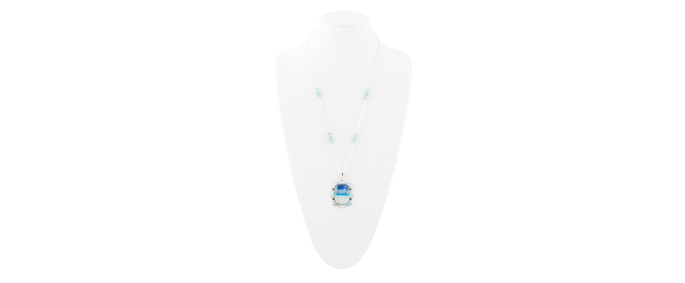 Scenic Beach Blue Larimar and Sterling Silver Pendant Necklace