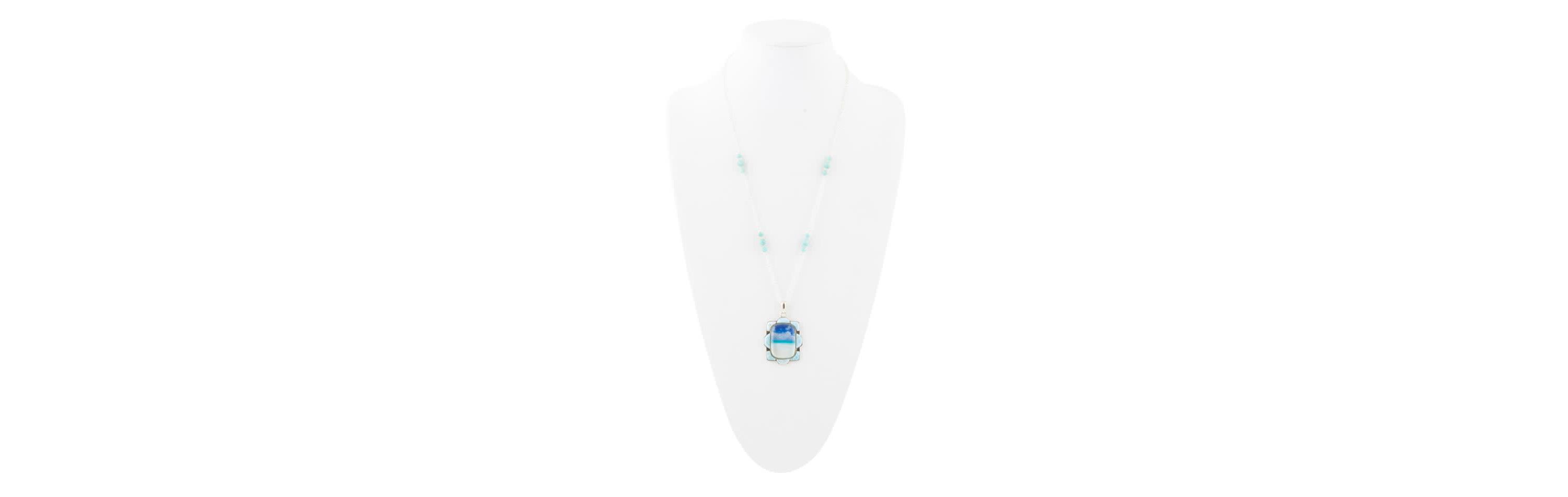 Scenic Beach Blue Larimar and Sterling Silver Pendant Necklace