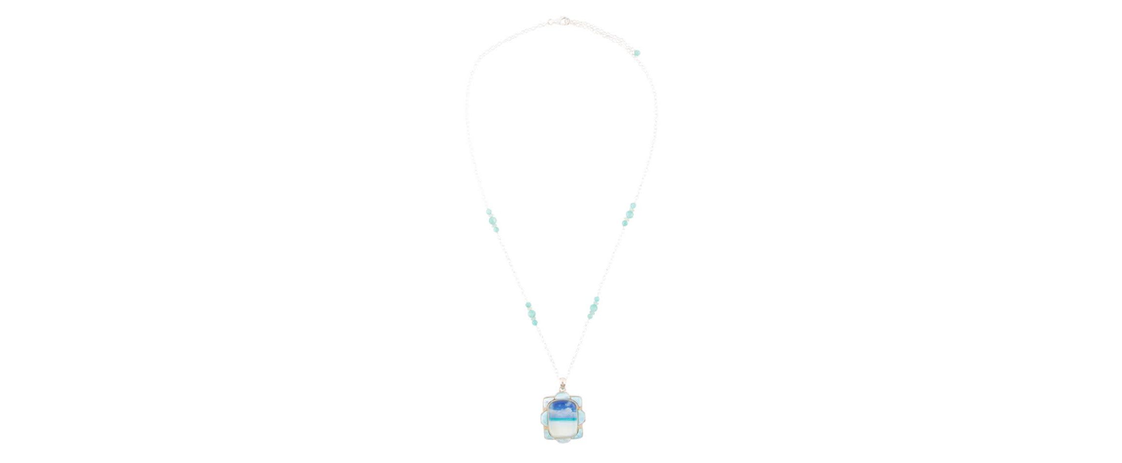 Scenic Beach Blue Larimar and Sterling Silver Pendant Necklace