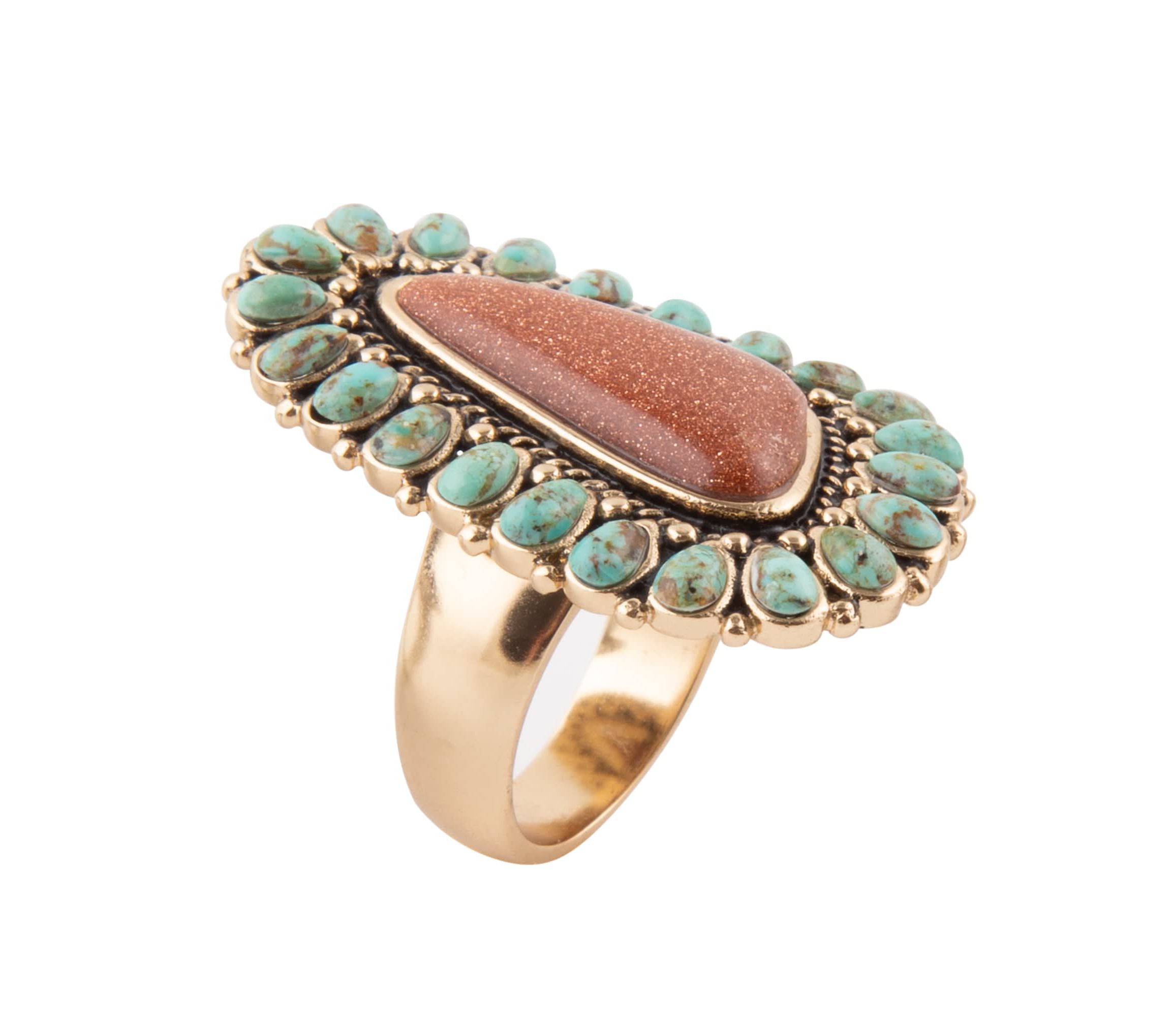 Sedona Turquoise Goldstone Statement Ring