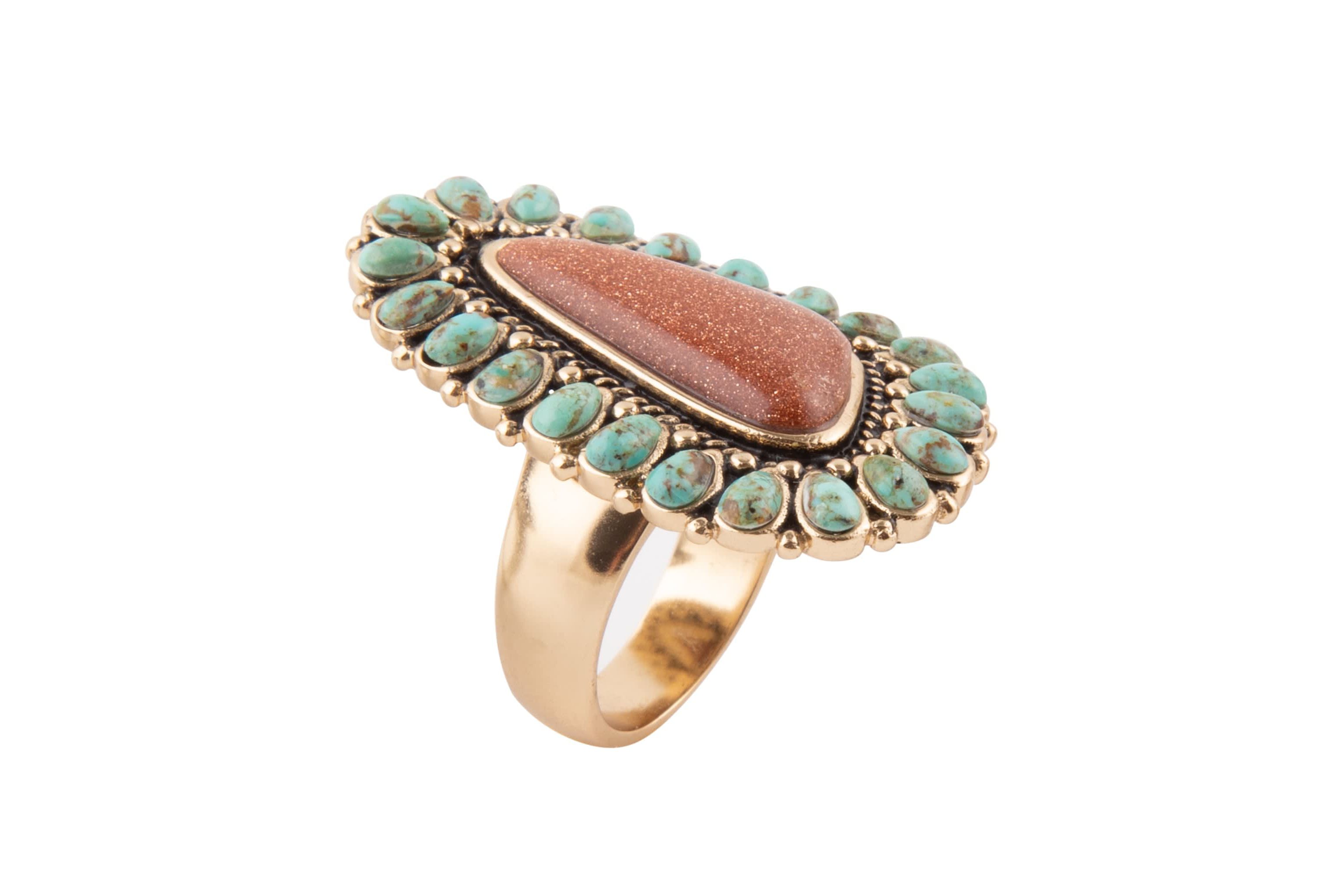 Sedona Turquoise Goldstone Statement Ring