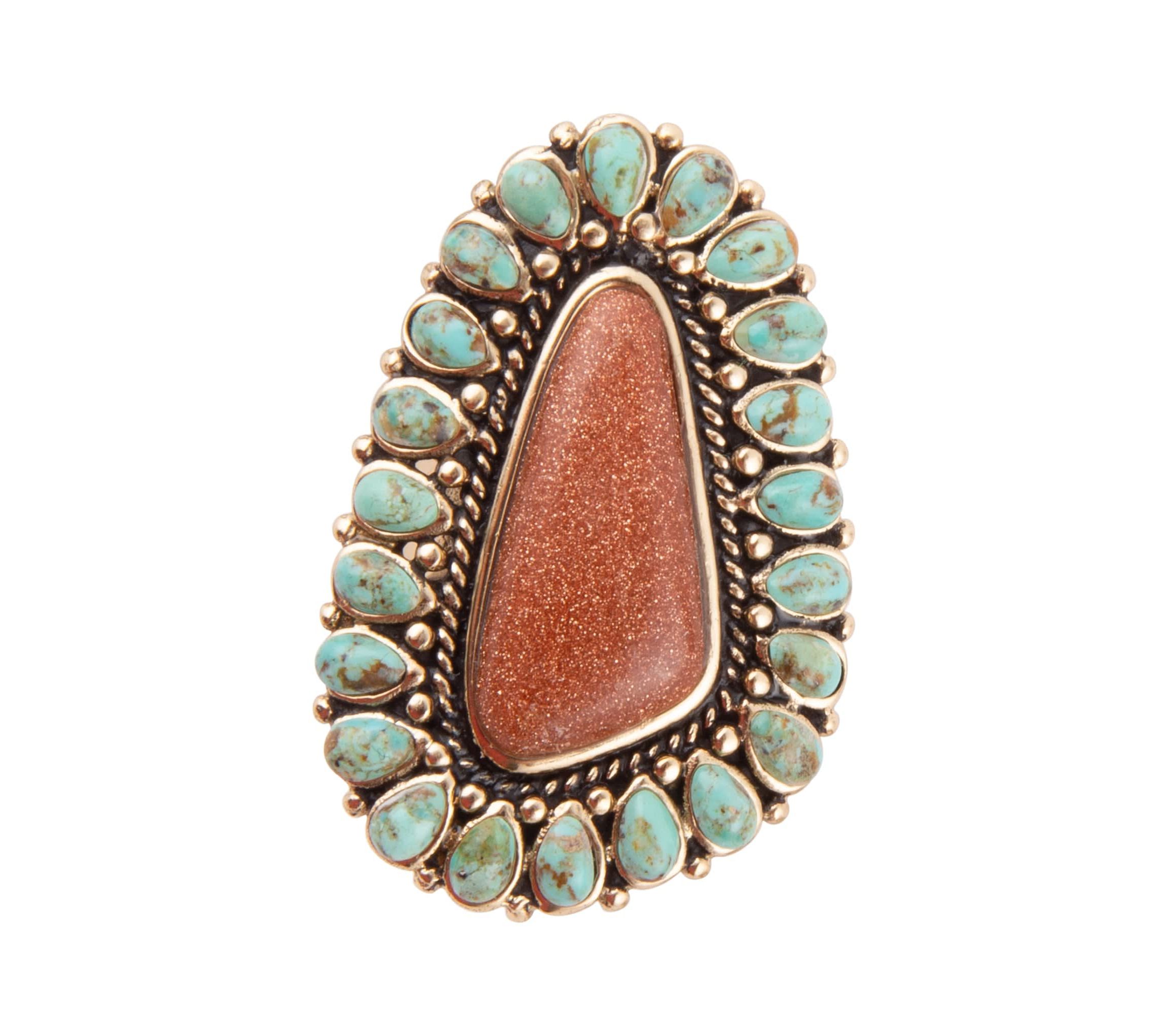 Sedona Turquoise Goldstone Statement Ring