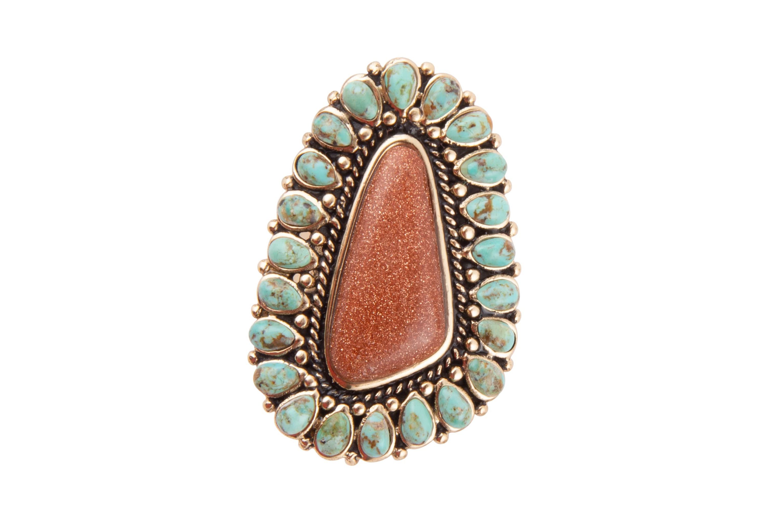 Sedona Turquoise Goldstone Statement Ring