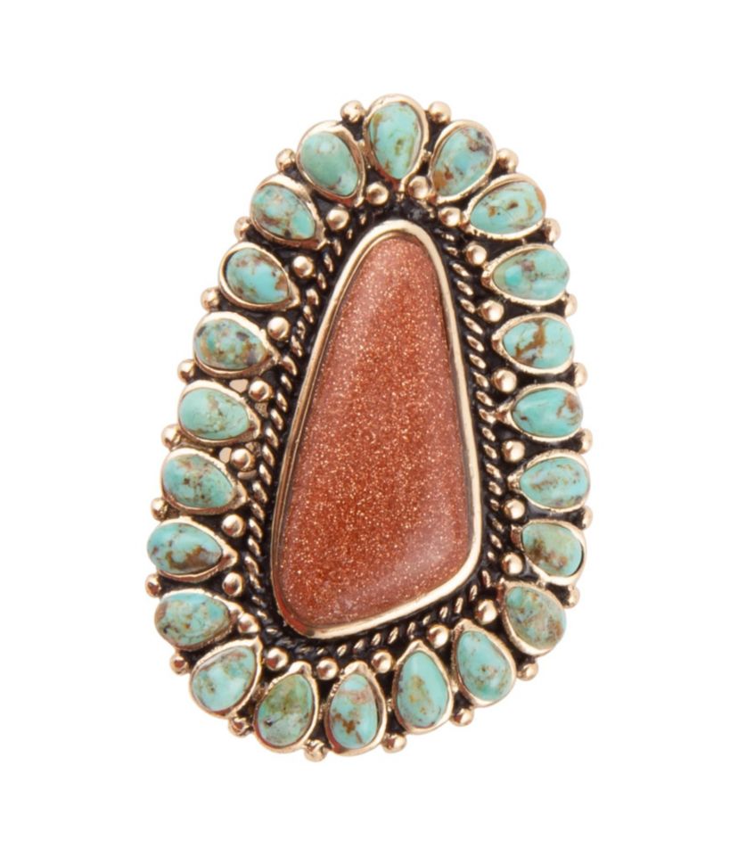 Sedona Turquoise Goldstone Statement Ring
