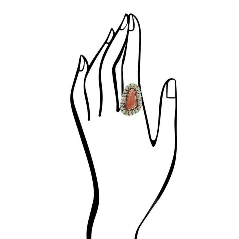 Sedona Turquoise Goldstone Statement Ring