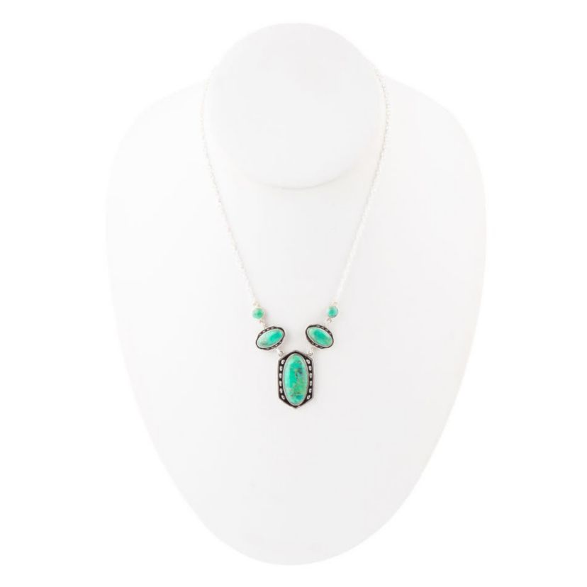 Shielded Lime Turquoise and Sterling SIlver Necklace