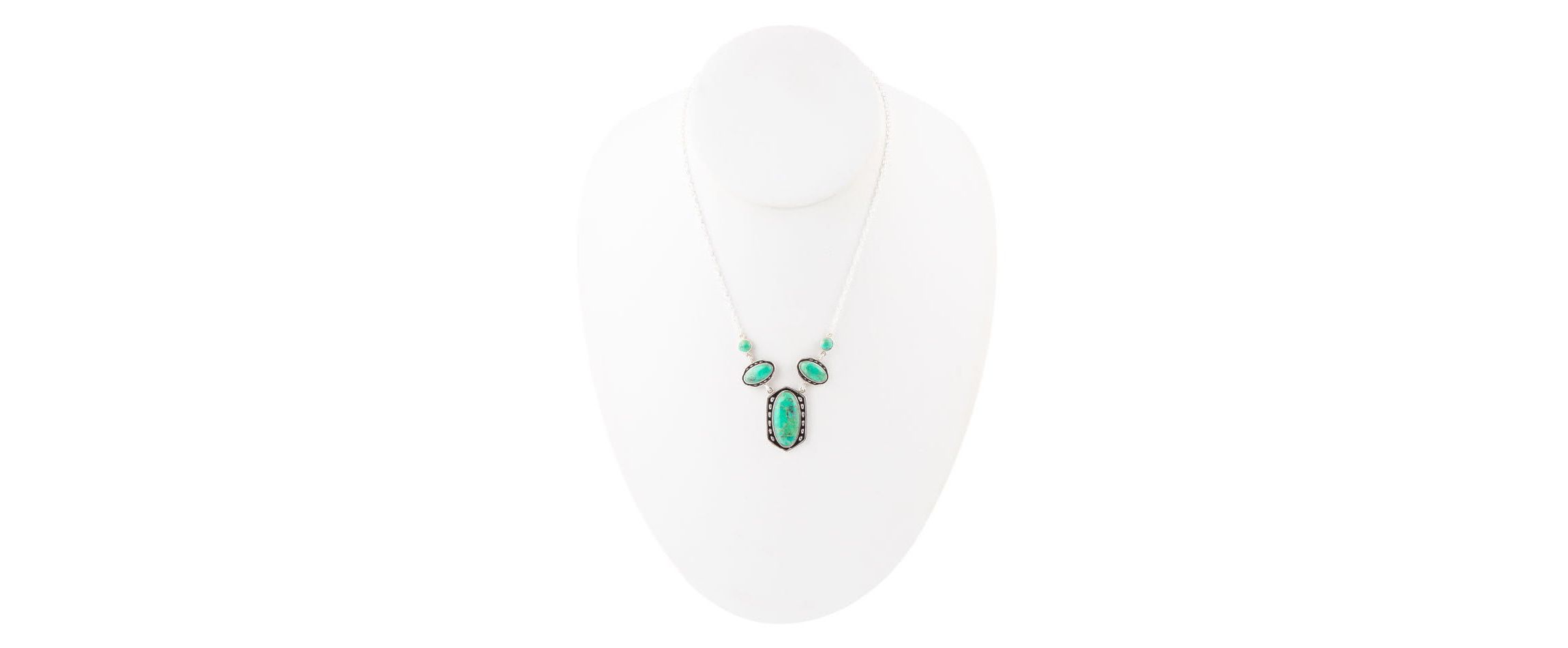 Shielded Lime Turquoise and Sterling SIlver Necklace
