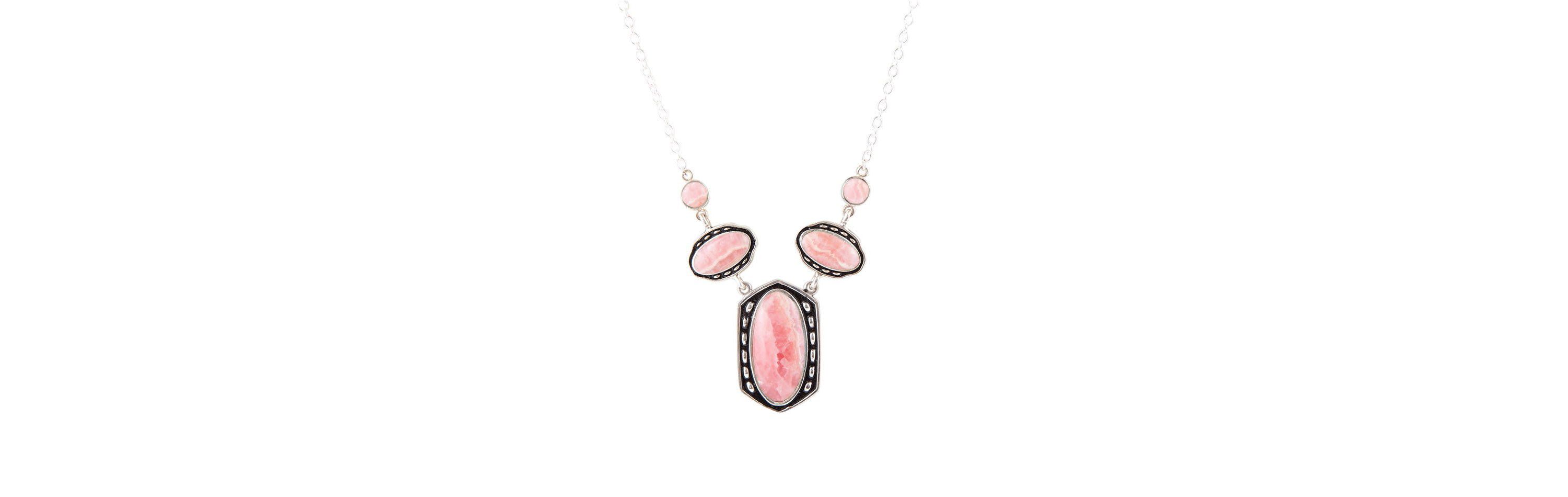 Shielded Rhodonite and Sterling Silver Necklace