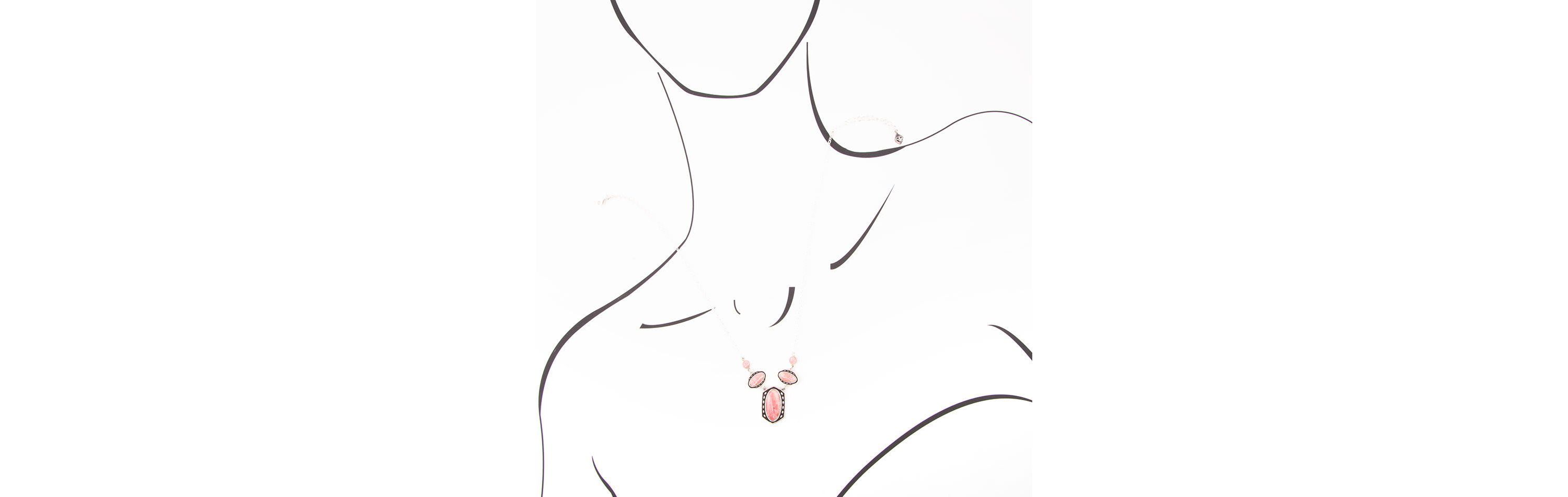 Shielded Rhodonite and Sterling Silver Necklace