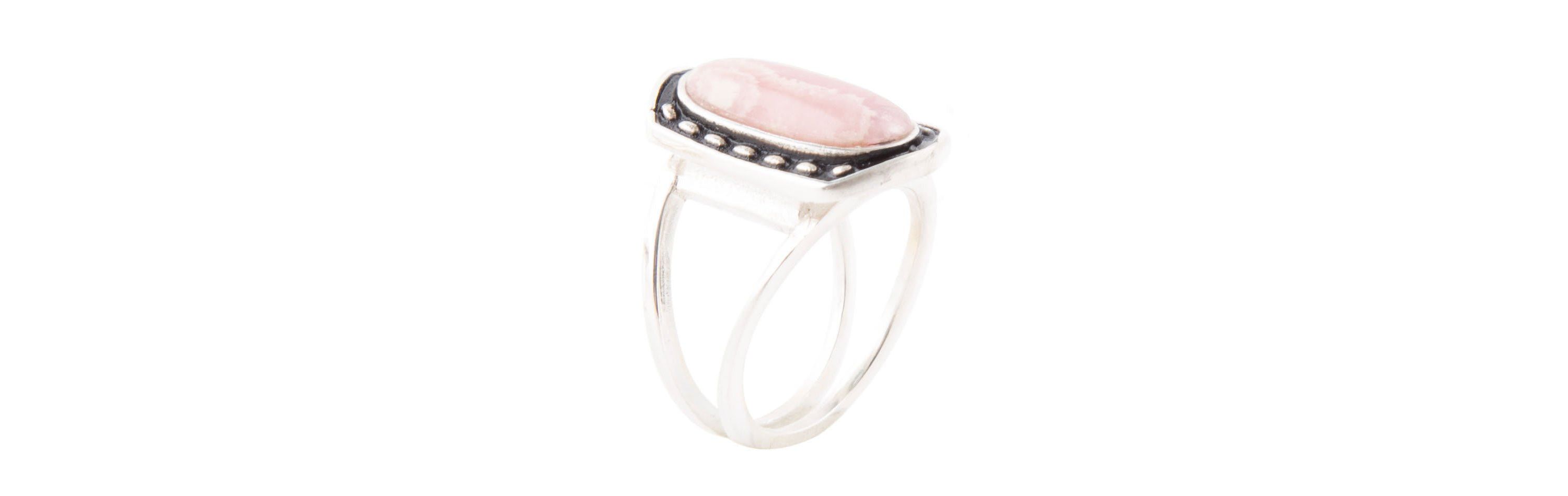 Shielded Rhodonite and Sterling Silver Ring