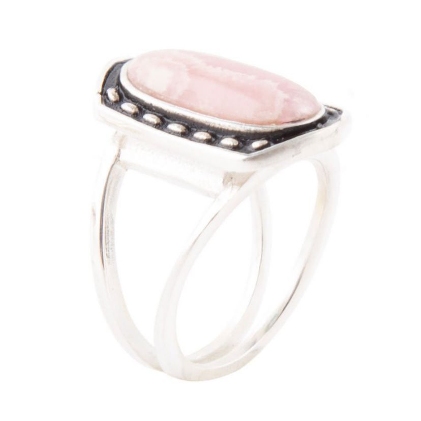 Shielded Rhodonite and Sterling Silver Ring