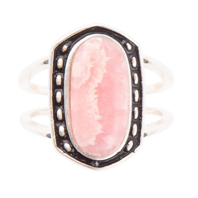 Shielded Rhodonite and Sterling Silver Ring