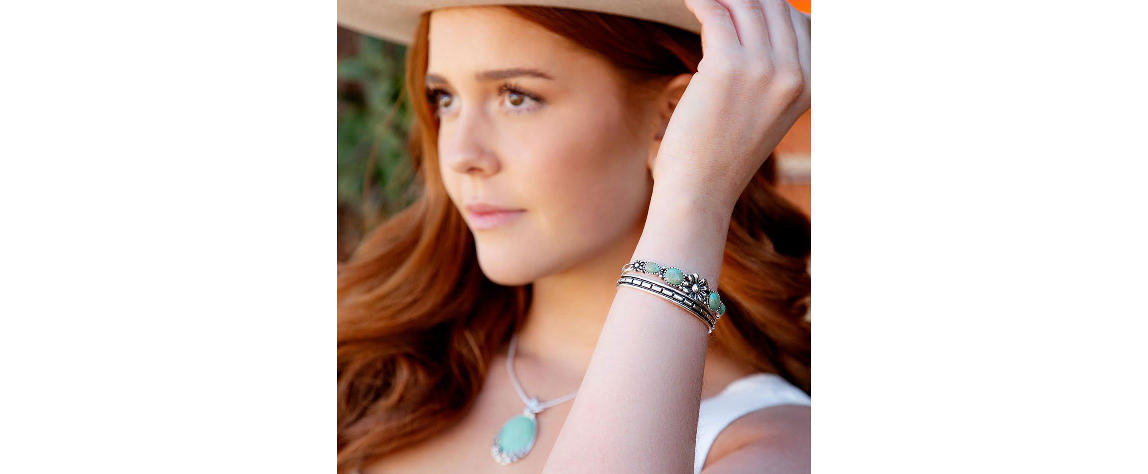 Floral Blue Turquoise and Sterling Silver Cuff Bracelet