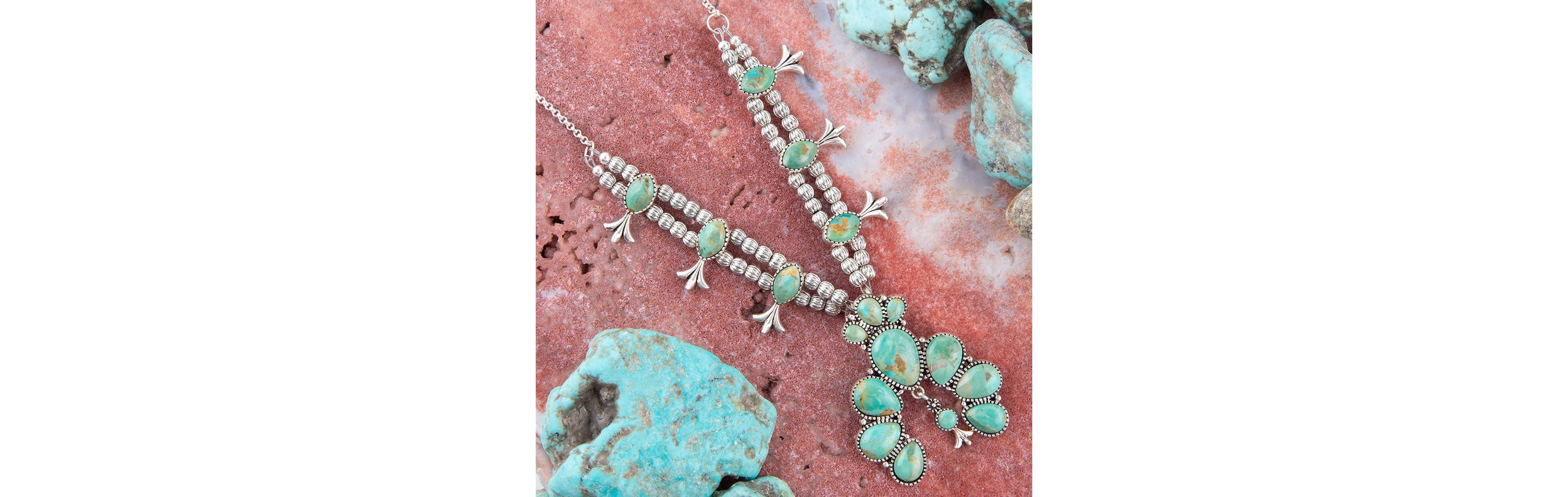 Squash Blossom Statement Blue Turquoise and Sterling Silver Necklace