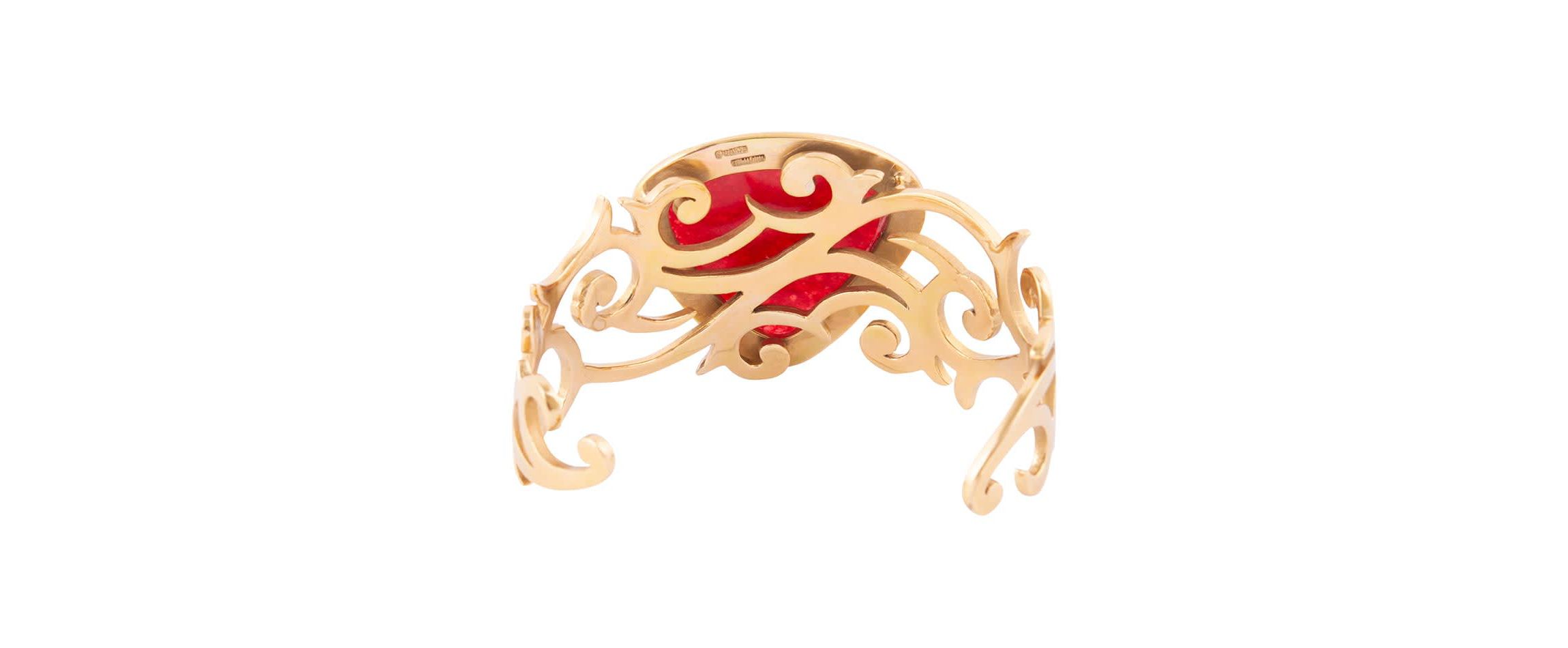 Barse Jewelry Red Bordeaux Quartz Golden Statement Cuff Bracelet