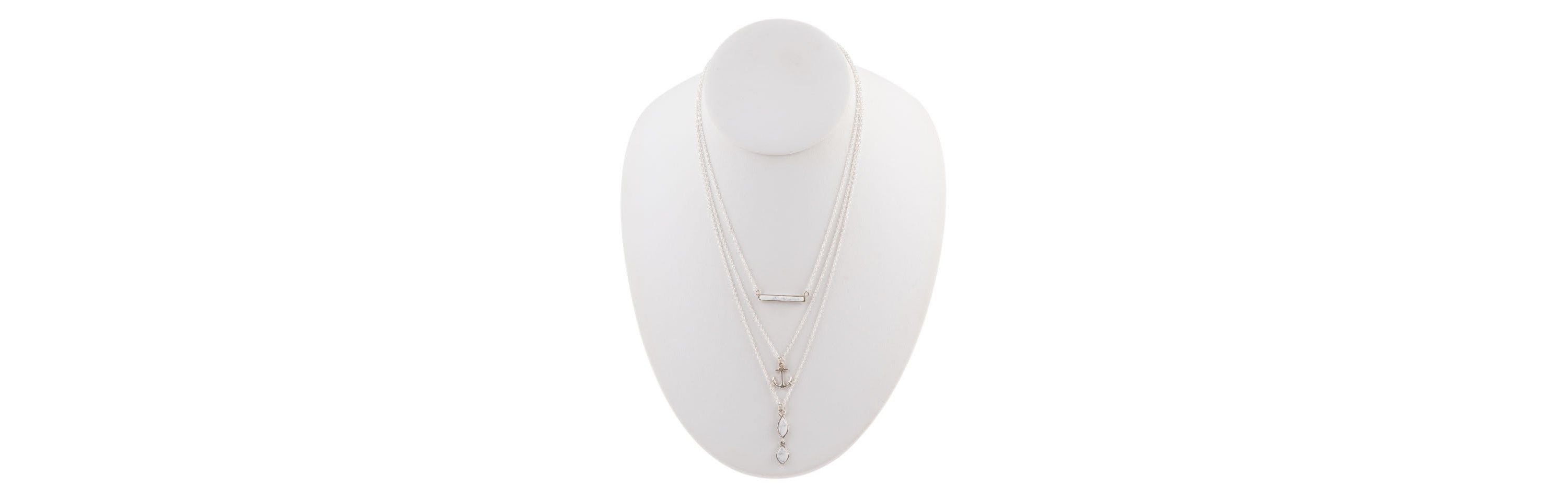White Howlite and Sterling Silver Anchored To You Necklace