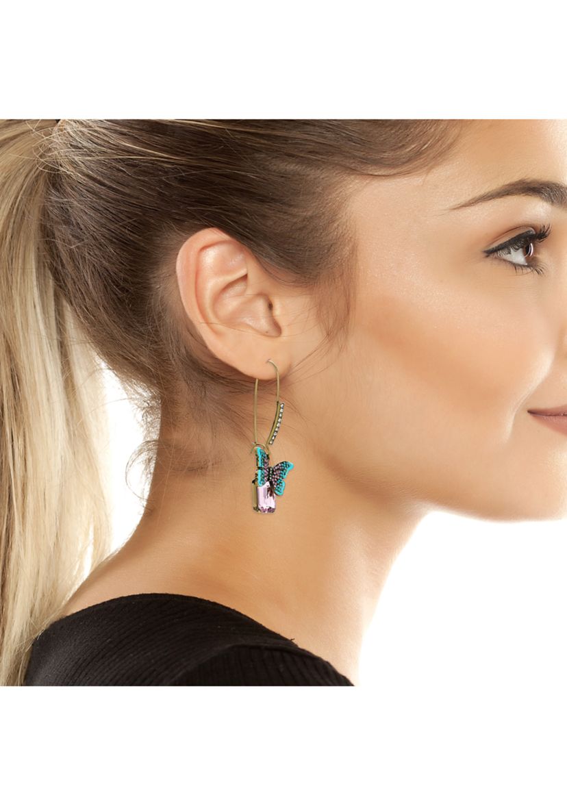 Boho Butterfly Gem Dangle Earrings