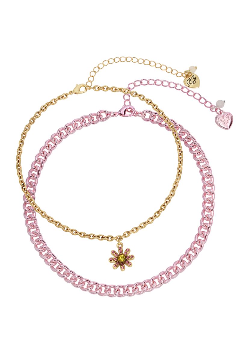 Set of Daisy Charm Choker Necklaces