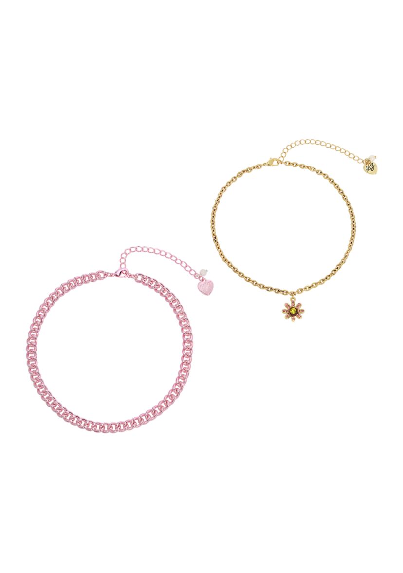 Set of Daisy Charm Choker Necklaces