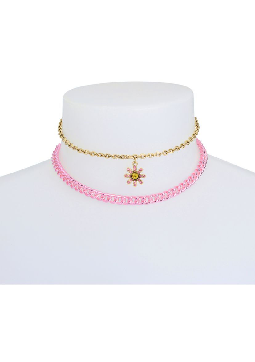 Set of Daisy Charm Choker Necklaces