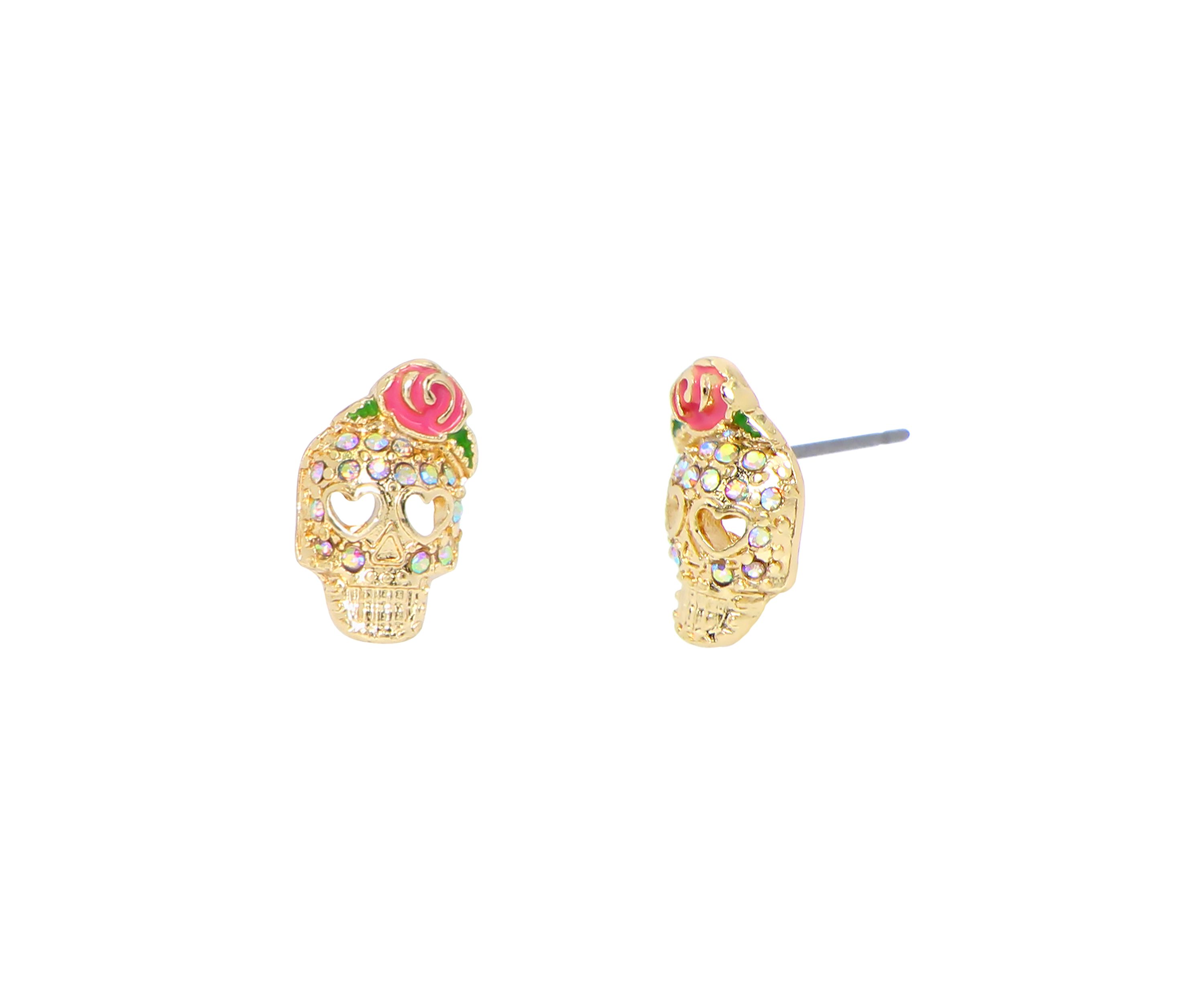 Skull and Hoop Duo Set of Earrings