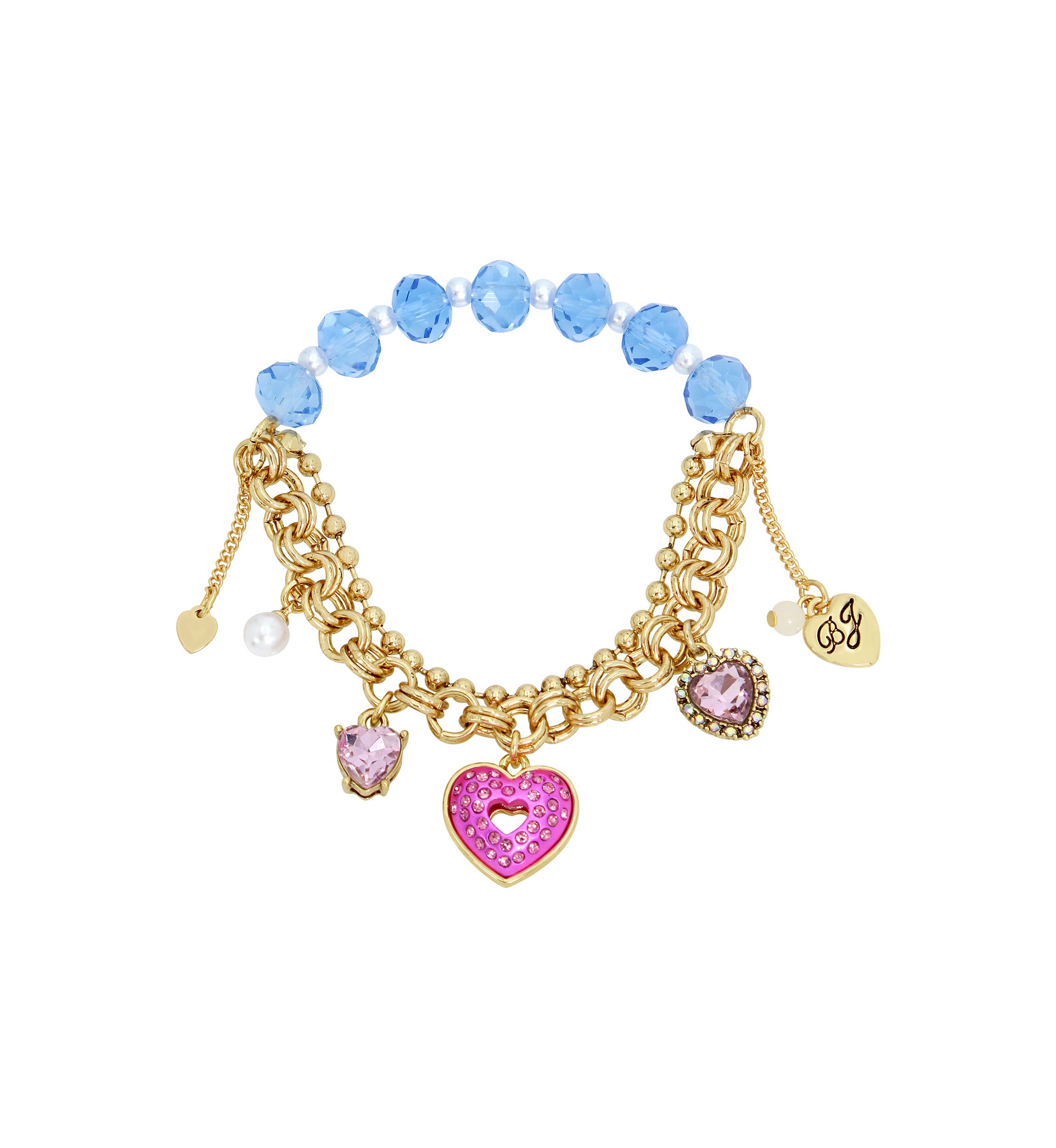 Heart Charm Beaded Stretch Bracelet